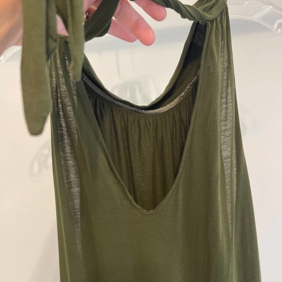 Mossimo‎ Army Green V back Super Soft Hi Nick tank top tie back Size L Pre-owned - Picture 5 of 7